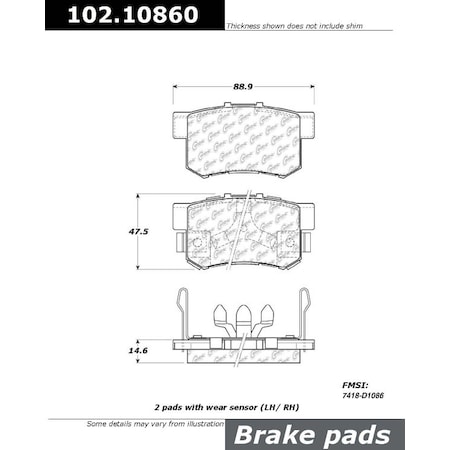 Centric Parts CTEK Brake Pads, 102.10860 102.10860